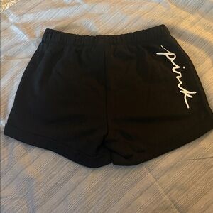PINK Victoria's Secret Black Shorts with White Logo